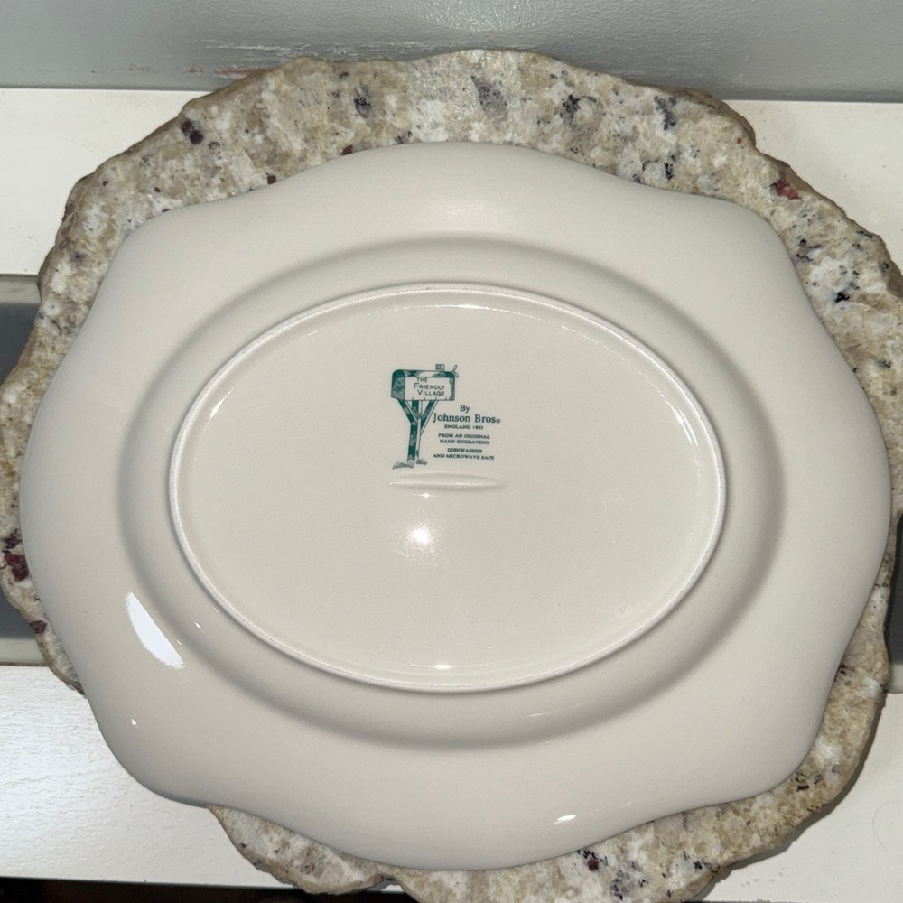 The Friendly Village Bless This House Scalloped Platter Johnson Bros England 11” - Picture 14 of 14